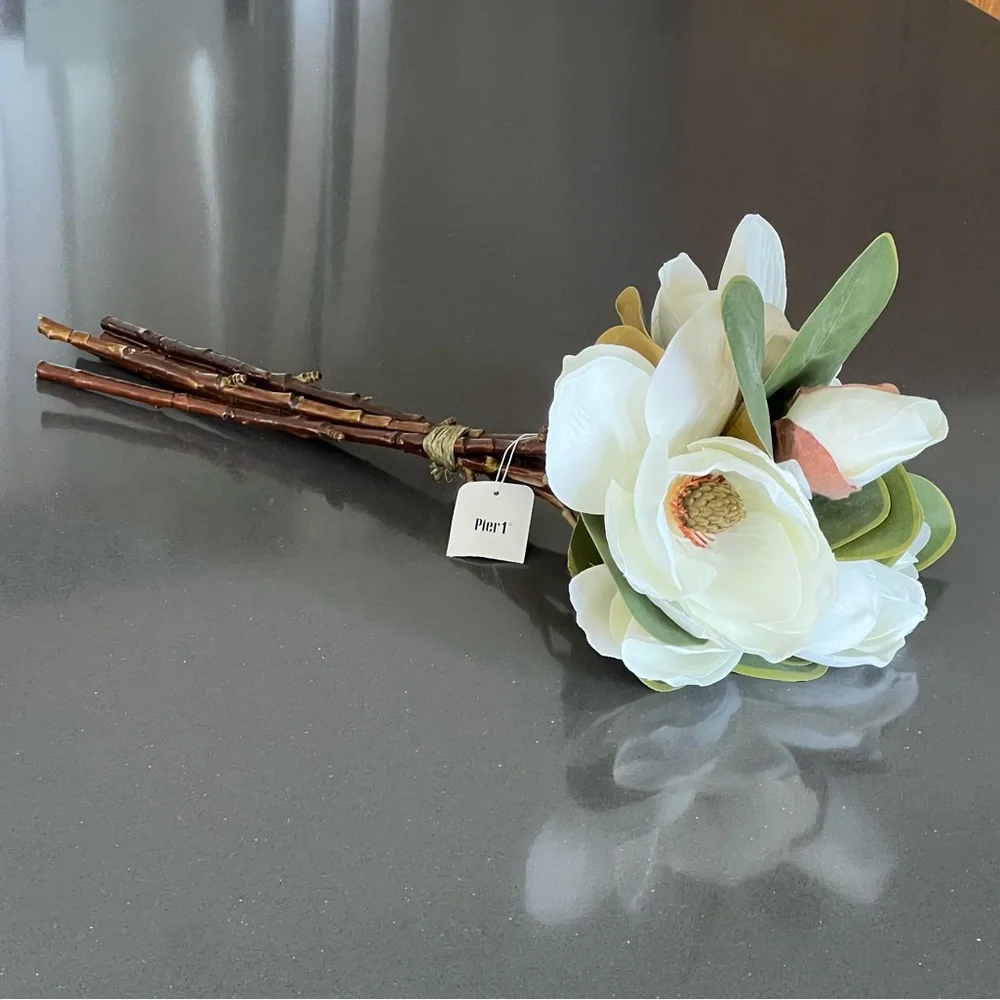 Pier 1 White and Green Faux Magnolia Bouquet